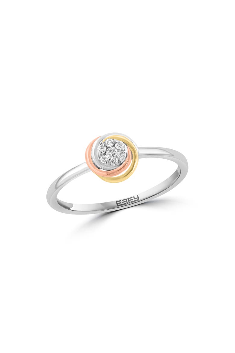 Tri-Tone Pavé Diamond Ring, Main, color, SILVER