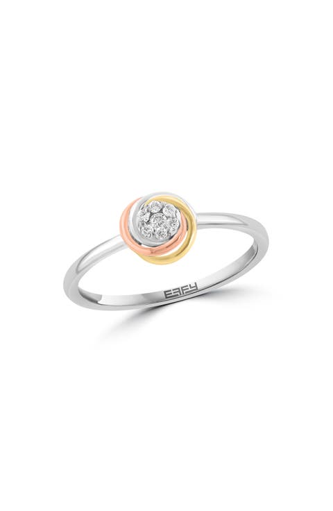 Tri-Tone Pavé Diamond Ring