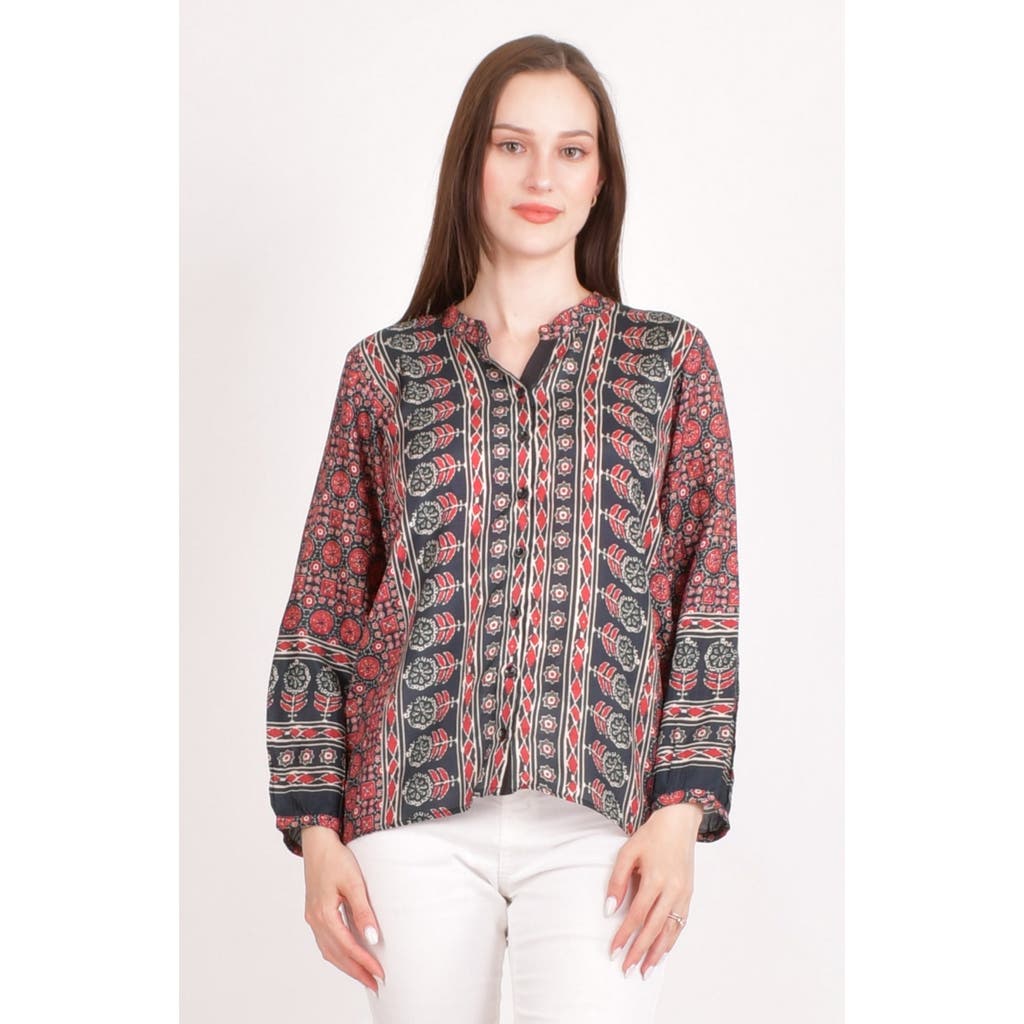 RAAS Ayla Muslin Silk Button-Up Top in Maroon  product