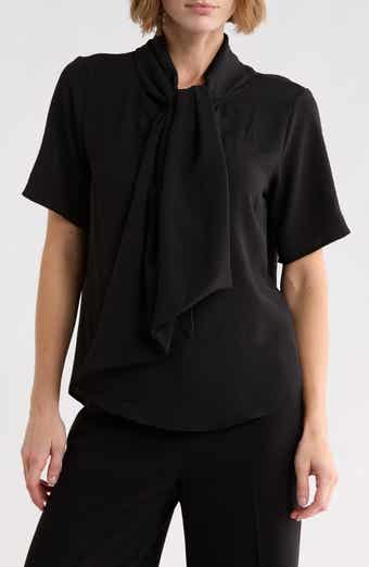 Tie Neck Short Sleeve Top