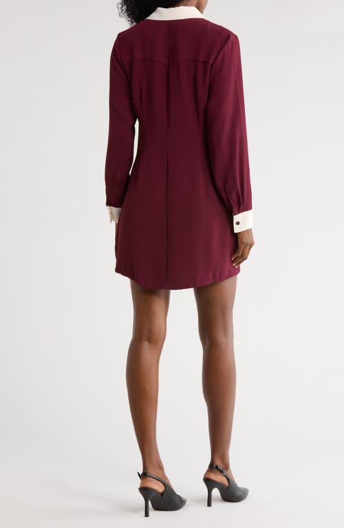 French Connection Contrast Collar Shirtdress In Burgundy