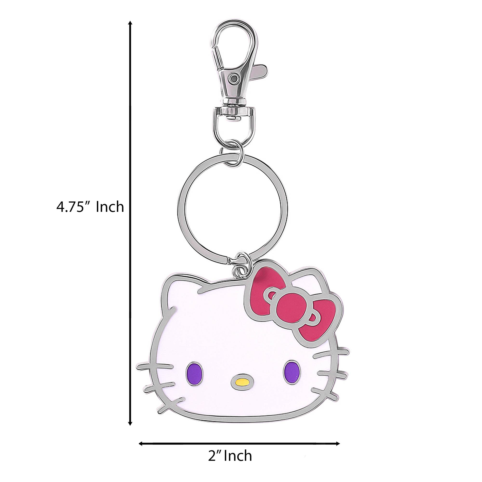 Hello Kitty Metal Keychain with Classic Bow, Alternate, color, Silver, White