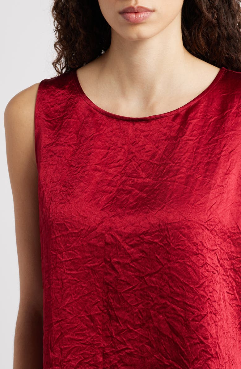 Eileen Fisher Crinkle Satin Shell Top, Alternate, color, Ruby