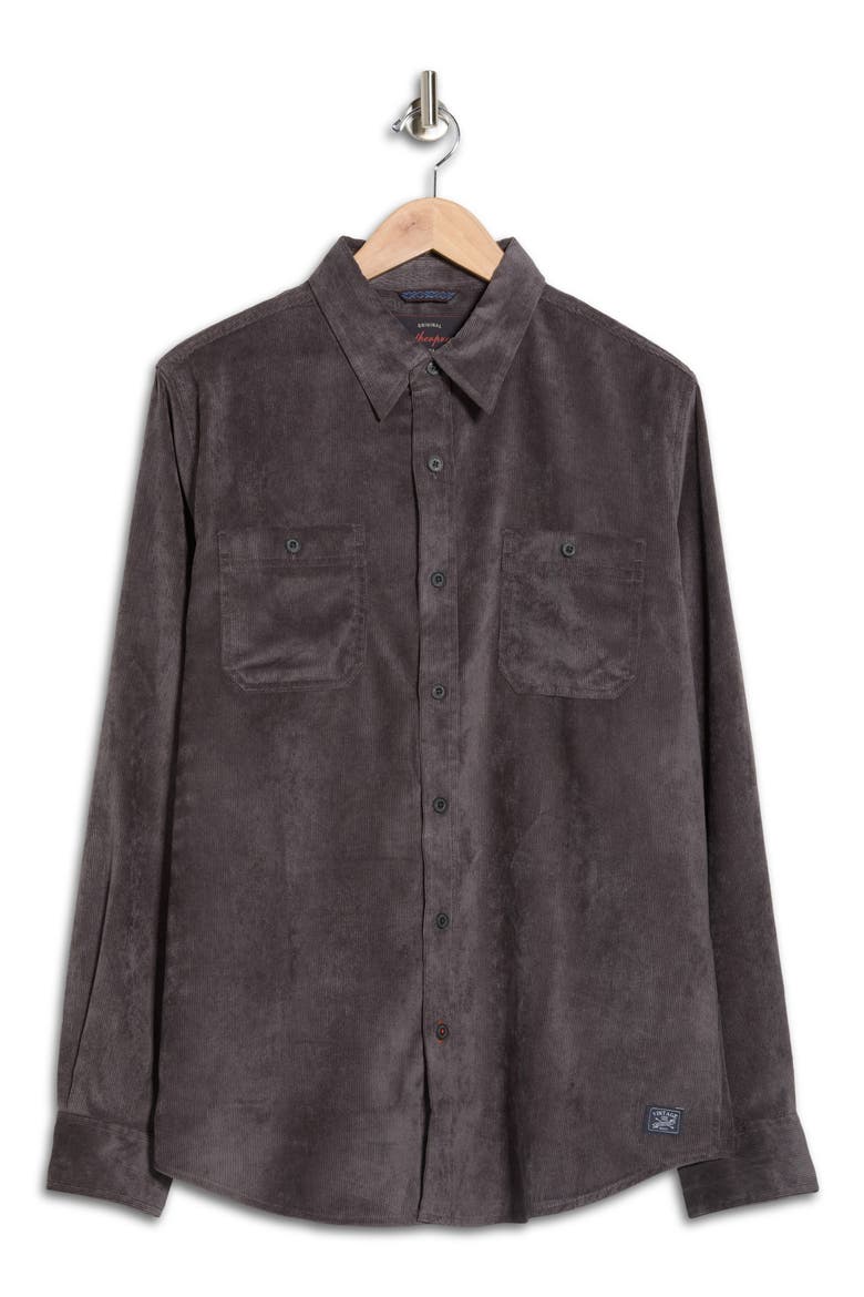 Comfort Stretch Corduroy Button-Up Shirt, Alternate, color, FORGED IRON