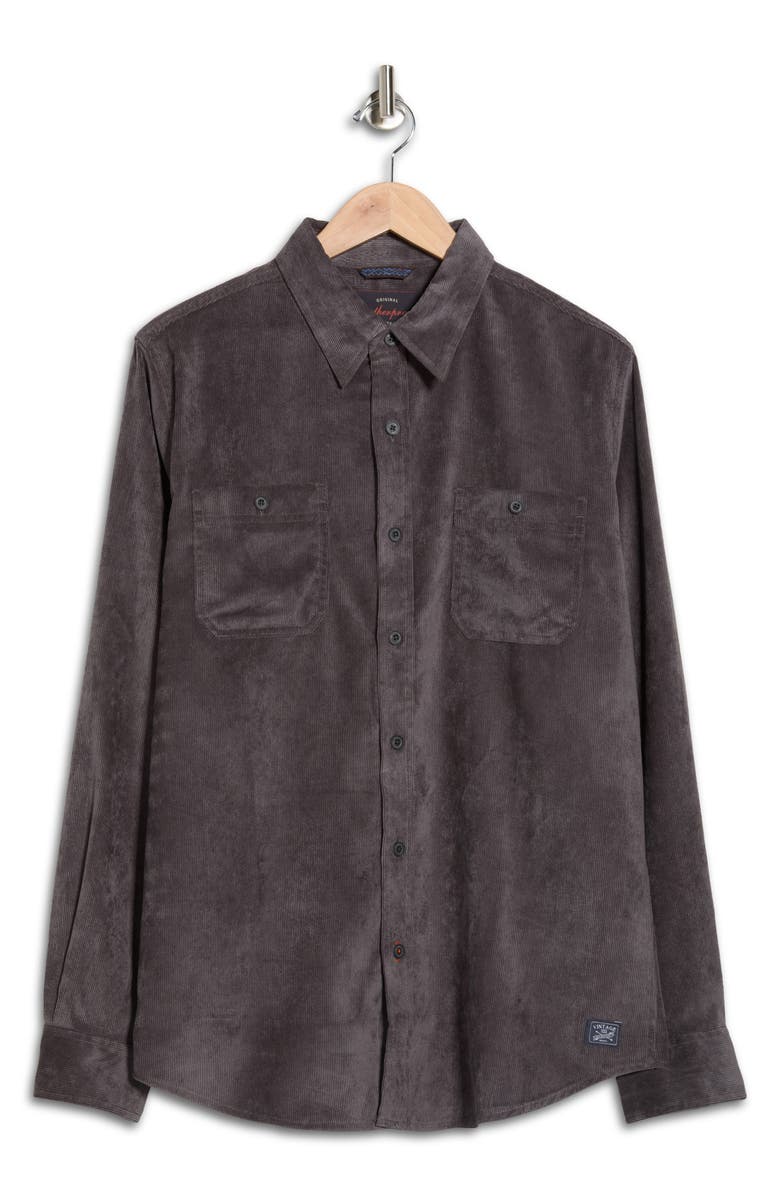 WEATHERPROOF VINTAGE Comfort Stretch Corduroy Button-Up Shirt, Alternate, color, Forged Iron