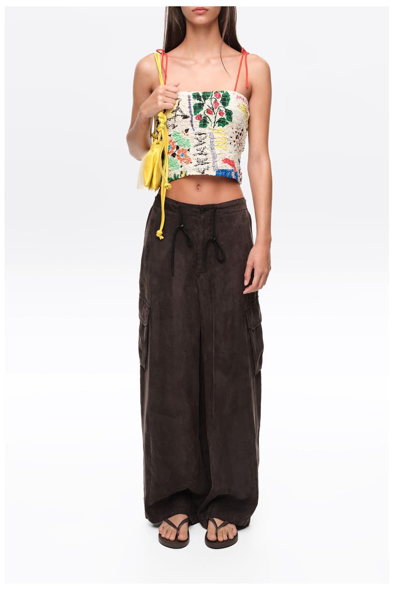 Patchwork Ruched Strappy Top, Alternate, color, PATCHWORK SUMMER