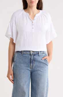 Flutter Sleeve Cotton Gauze Henley