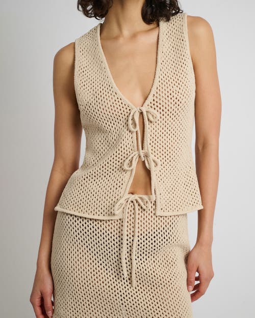 Onia Crochet Knit Tie Front Tank Top In Sandshell