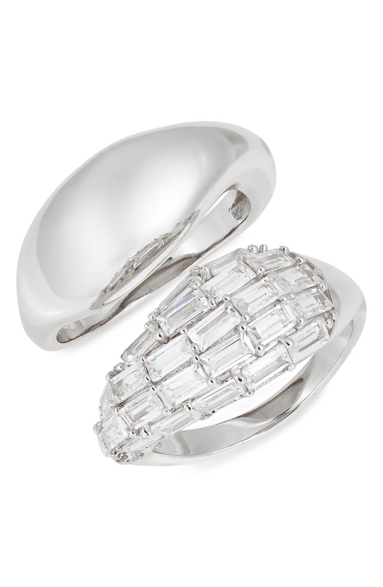 Nordstrom Set of 2 Cubic Zirconia Sculpted Rings, Main, color, Sterling Silver Plated