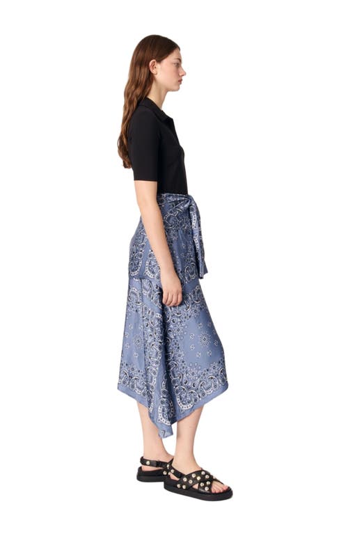 Shop Maje Layered-effect Patterned Dress In Blue Bandana Print