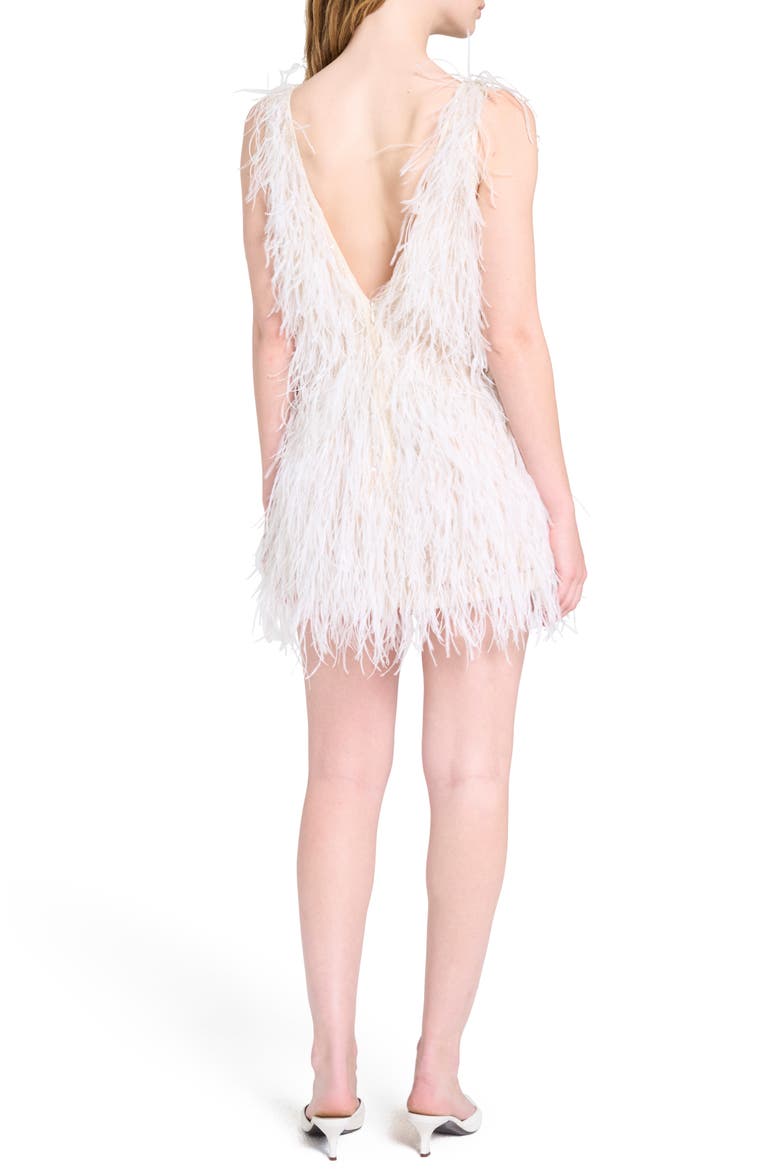 Plunge Neck Feather Minidress, Alternate, color, IVORY