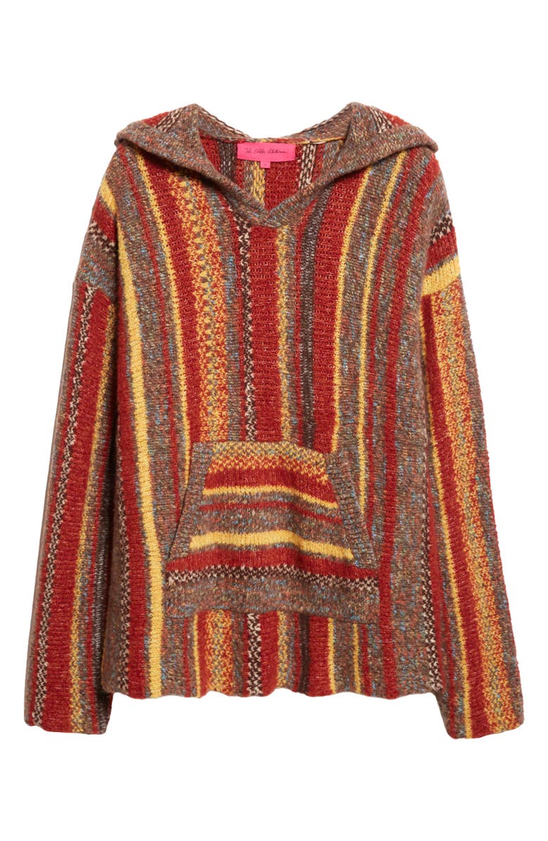 The Elder Statesman Cabin Stripe Baja Cashmere Blend Hoodie Sweater, Alternate, color, Cabin Stripe Multi