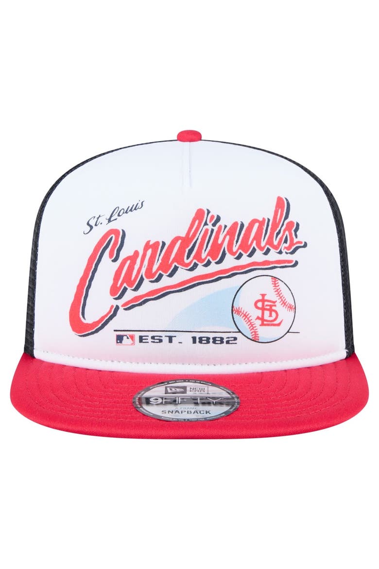Men's New Era White/Red St. Louis Cardinals Retro Script 9FIFTY Snapback Hat, Alternate, color, White