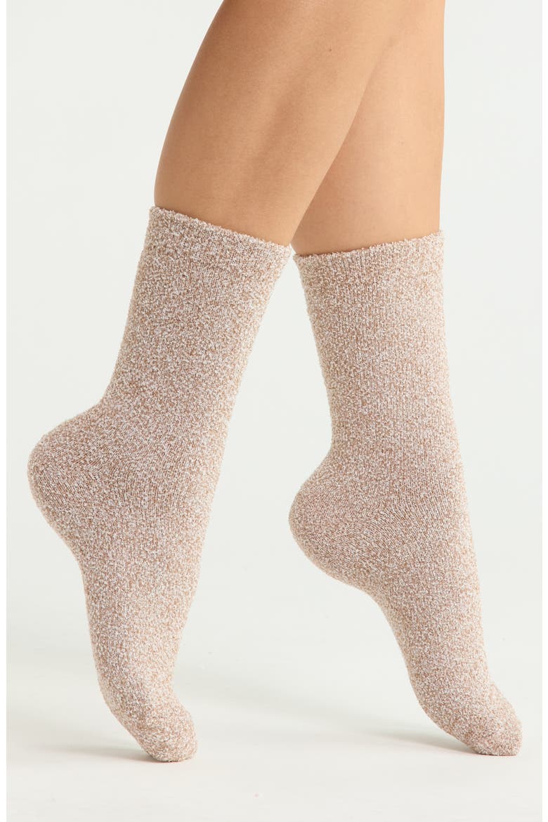 Assorted 2-Pack Cozy Dorm Crew Socks, Main, color, COZY HEART NEUTRAL