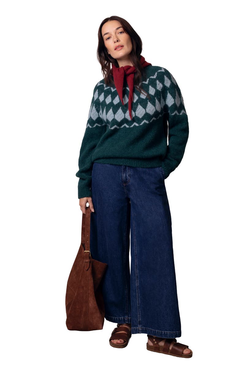 Celtic & Co. Lofty Diamond Yoke Sweater, Alternate, color, Bottle Green