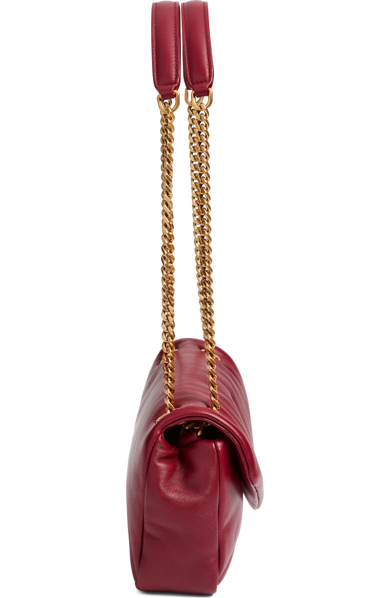 Saint Laurent Calypso Lambskin Leather Shoulder Bag, Alternate, color, Rouge Merlot
