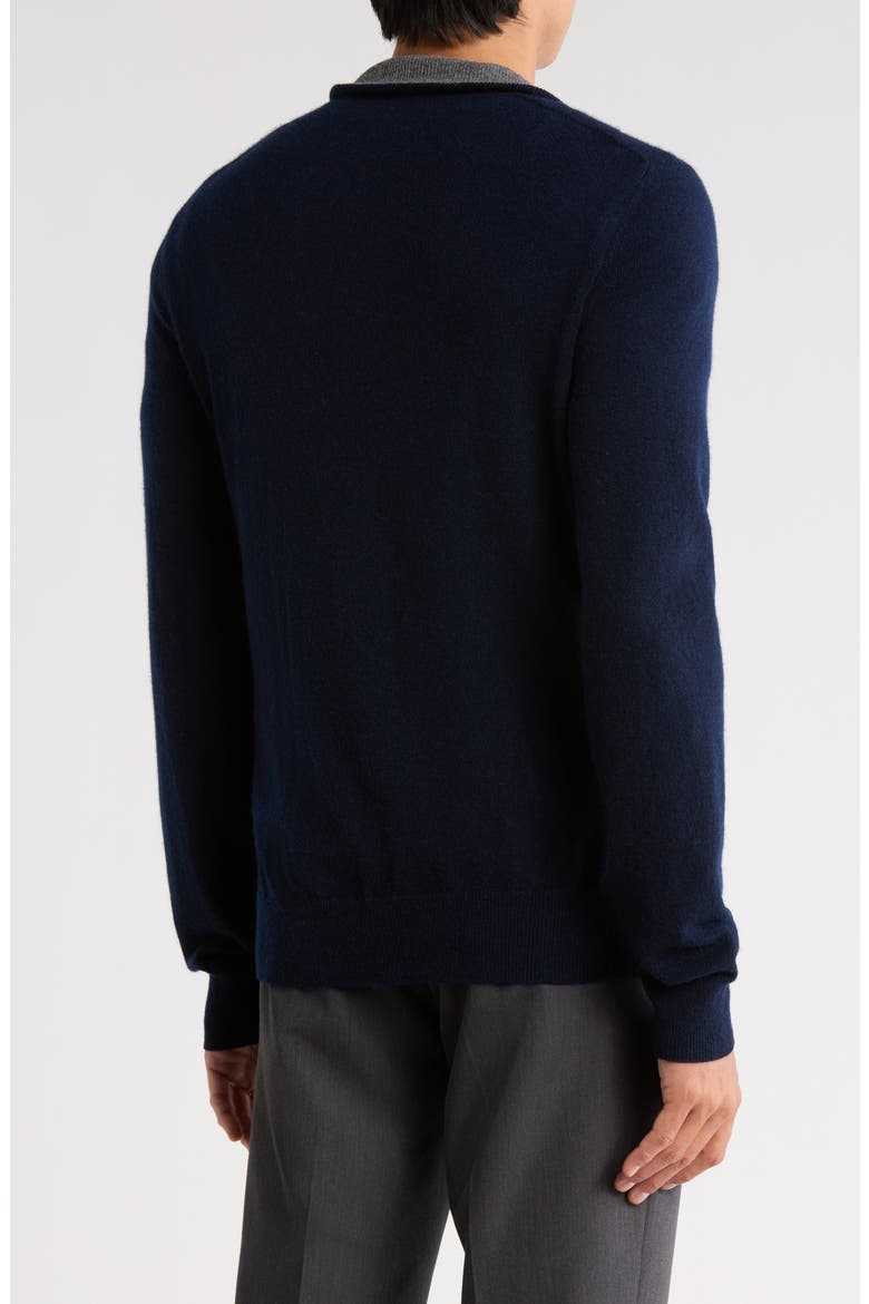Jacquard Cashmere Quarter Zip Sweater, Alternate, color, NAVY