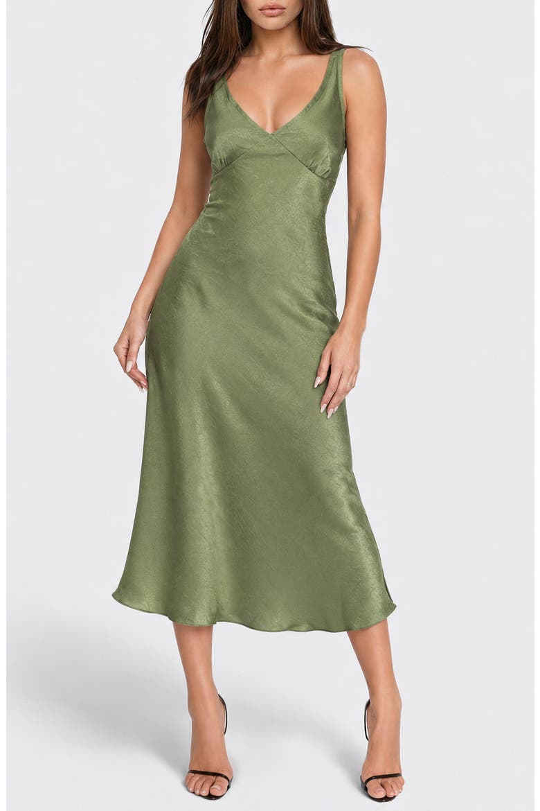 Sleeveless Satin Maxi Slipdress, Main, color, OLIVE