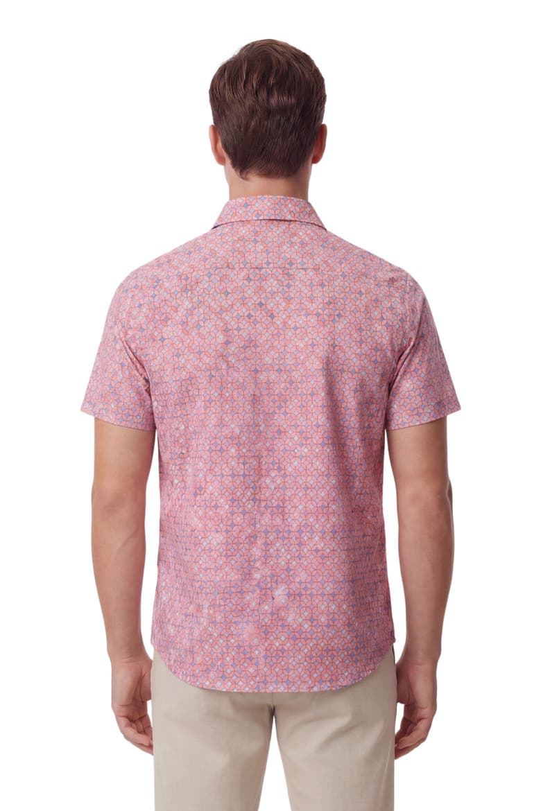 Retro Star Mens Printed Button Up Shirt, Alternate, color, RETRO STAR CORAL