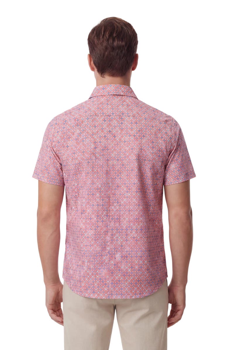 Lords of Harlech Retro Star Mens Printed Button Up Shirt, Alternate, color, Retro Star Coral