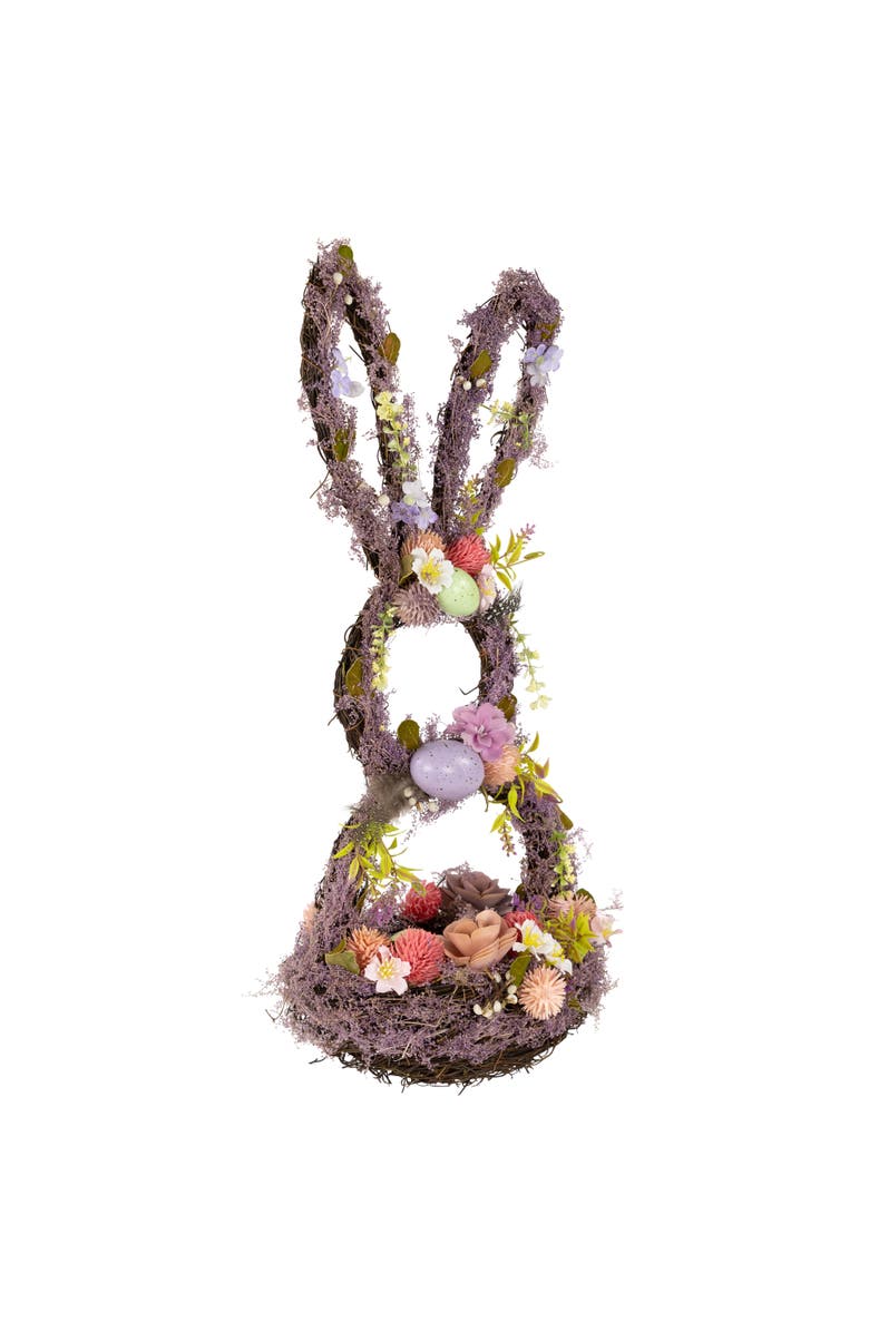 Northlight Floral Grapevine Bunny Shaped Easter Basket Decoration - 21", Alternate, color, Purple