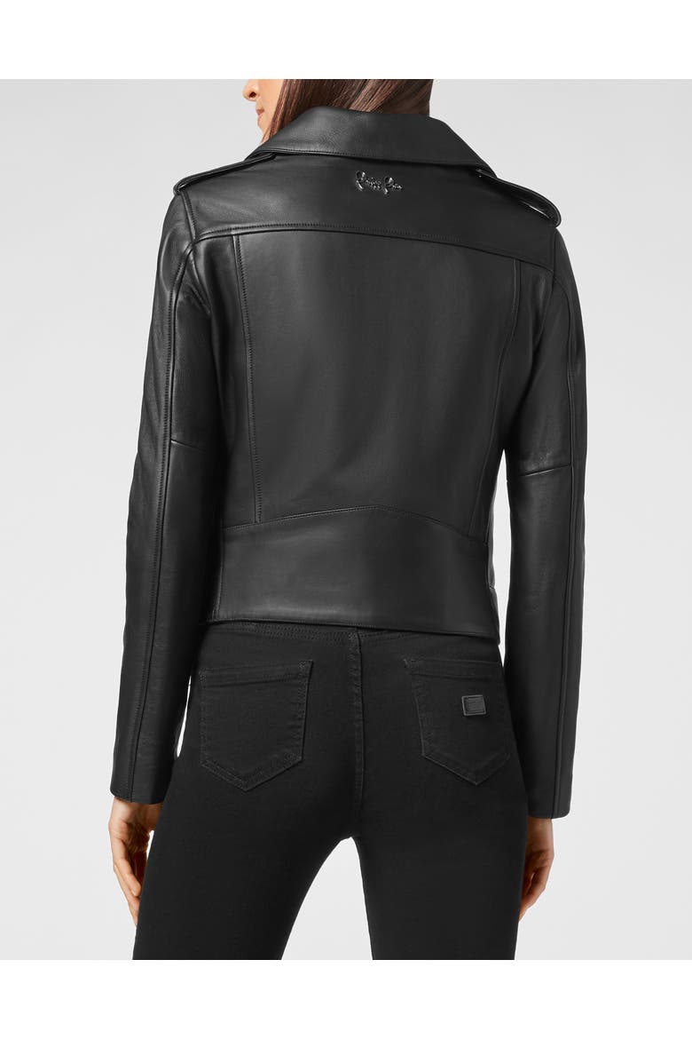 Biker Leather Jacket Women, Alternate, color, black