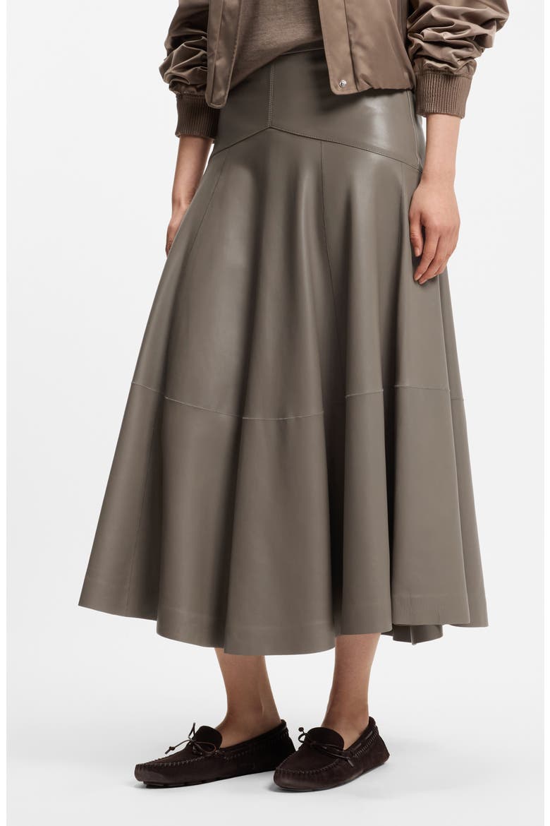 Sesola Leather Midi Skirt, Main, color, WALNUT