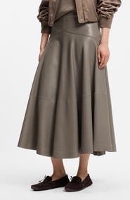 BOSS Sesola Leather Midi Skirt