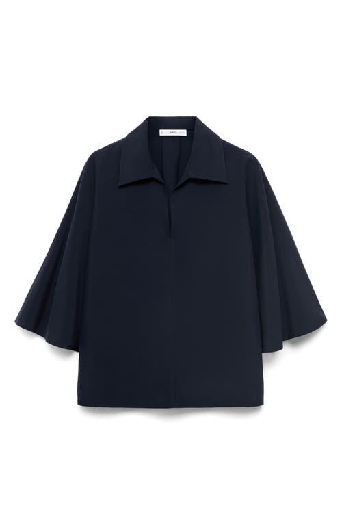 Mango Oversize Three-quarter Sleeve Polo In Blue