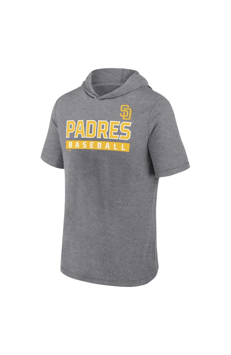 FANATICS Men's Fanatics Heather Gray San Diego Padres Push Short Sleeve Pullover Hoodie, Alternate, color, 