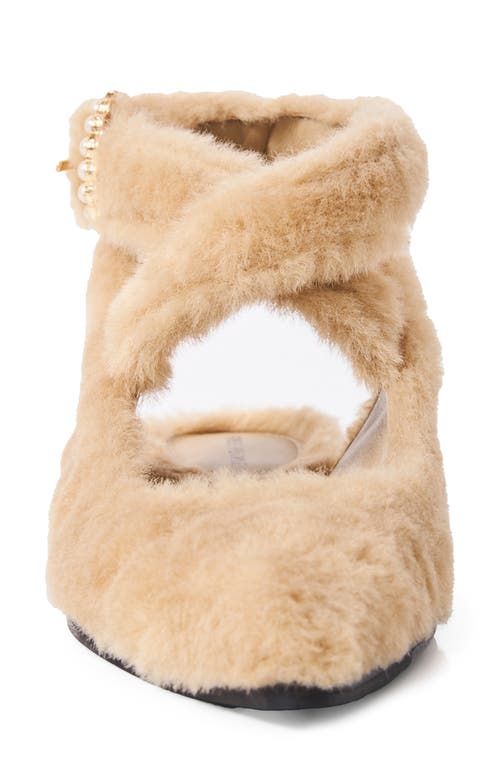 Free People Parisa Faux Shearling Ankle Strap Flat