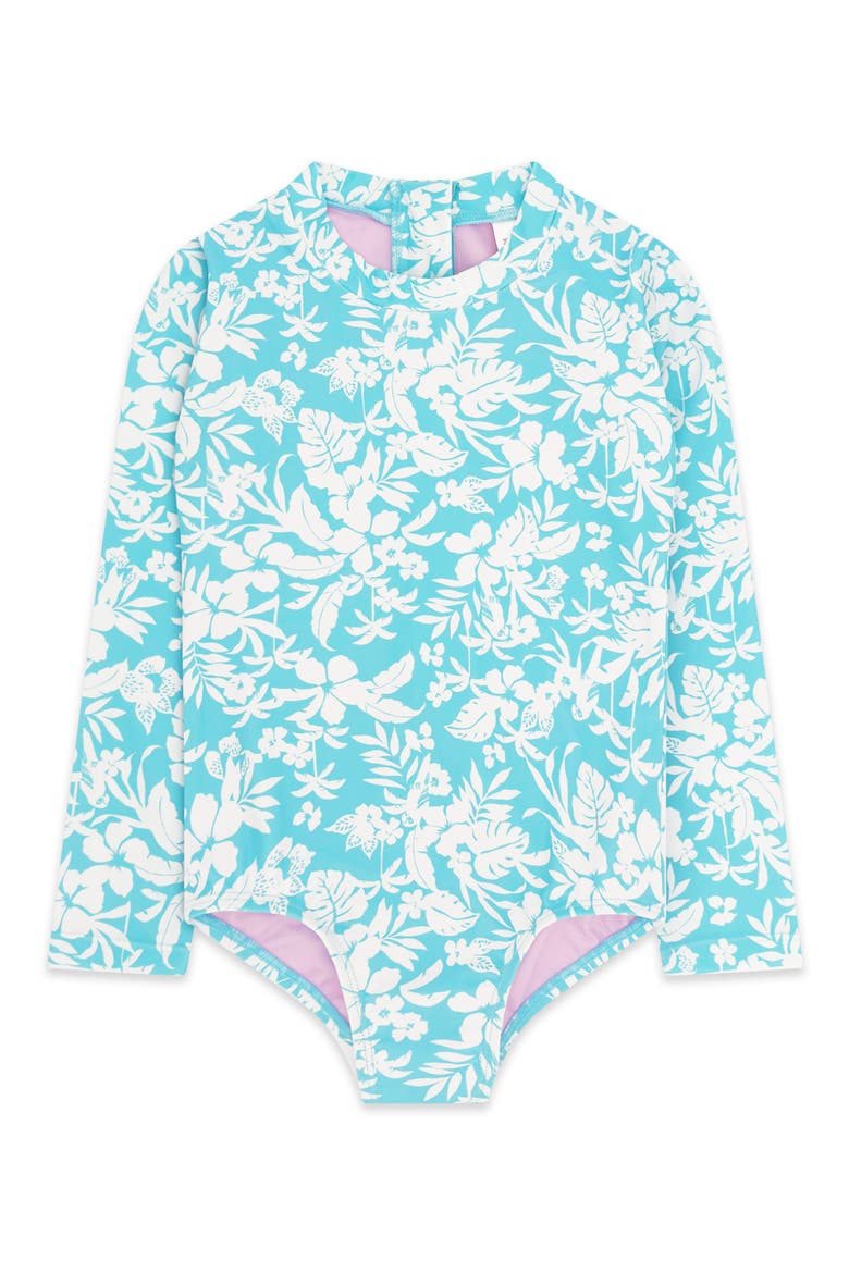 Kids' Wave Chaser Long Sleeve UPF 50+ One-Piece Rashguard Swimsuit, Main, color, OCEAN BLUE