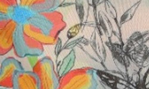 Apny Butterfly Print Mesh Top In Orange/yellow Multi