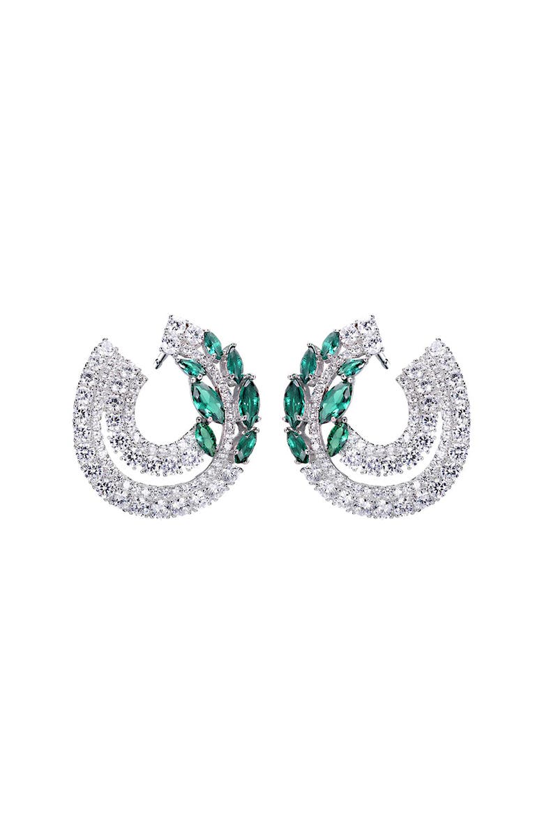 BY ADINA EDEN Fancy Colored Pear Accented Loop Stud Earring, Main, color, Silver