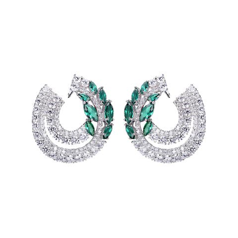 Fancy Colored Pear Accented Loop Stud Earring