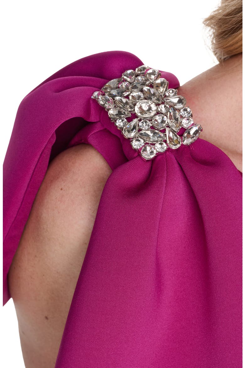 Bow One-Shoulder Cocktail Dress, Alternate, color, MAGENTA