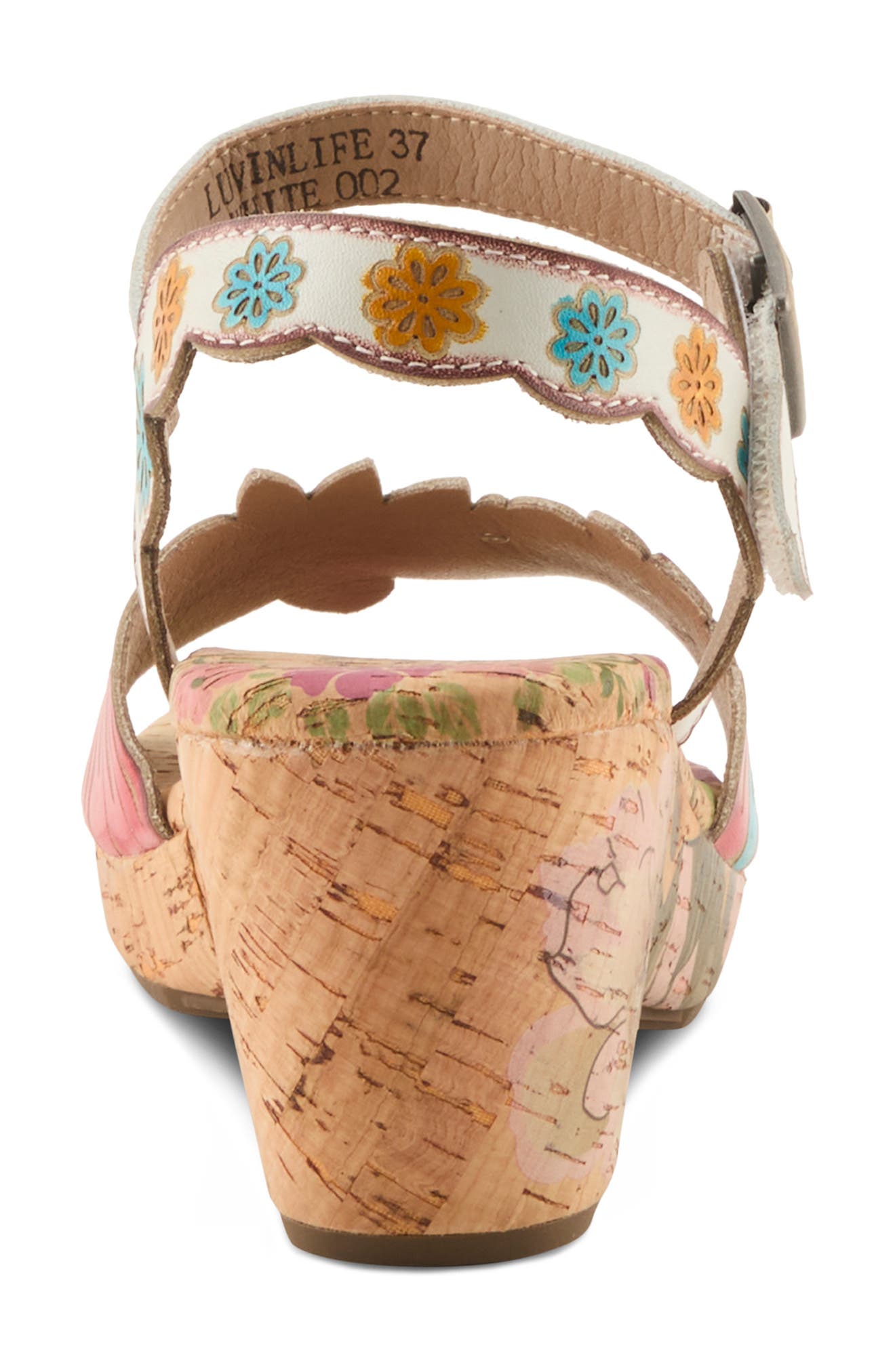 L'Artiste by Spring Step Luvinlife Ankle Strap Platform Wedge Sandal, Alternate, color, White Multi