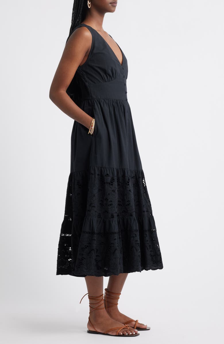 Treasure & Bond Lace Detail Sleeveless Cotton Dress, Alternate, color, Black