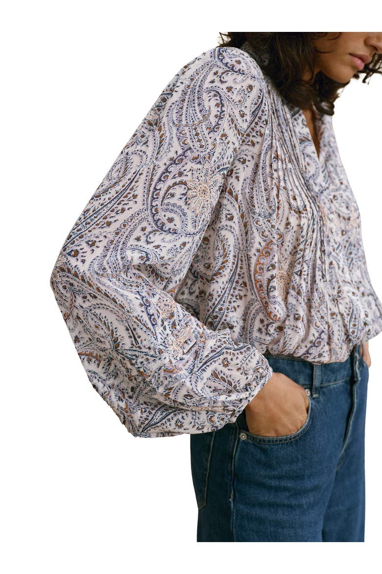 Paisley Print Blouse, Alternate, color, Camel