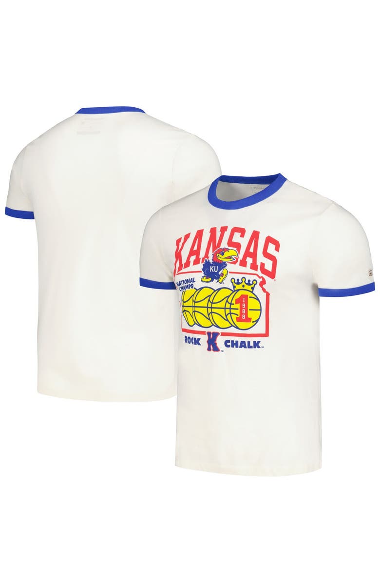 HOMEFIELD Men's Homefield Cream Kansas Jayhawks Mountains Ringer T-Shirt, Alternate, color, Cream