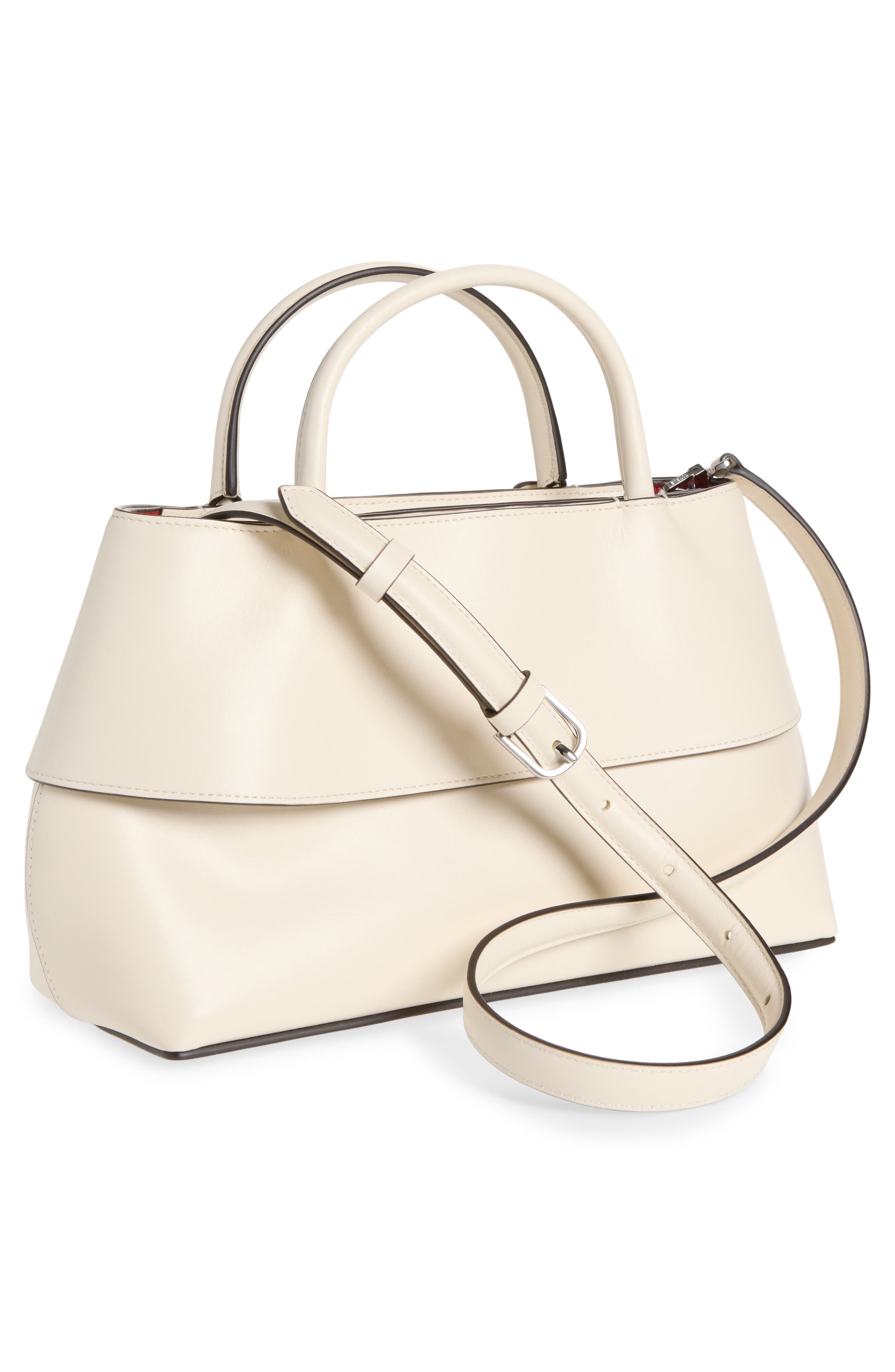 Small Mercer Leather Tote, Alternate, color, STONE/ RED