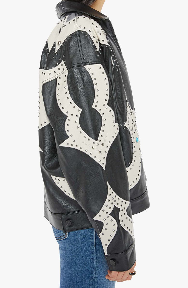 MOTHER The Zip It Studded Faux Leather Jacket, Alternate, color,