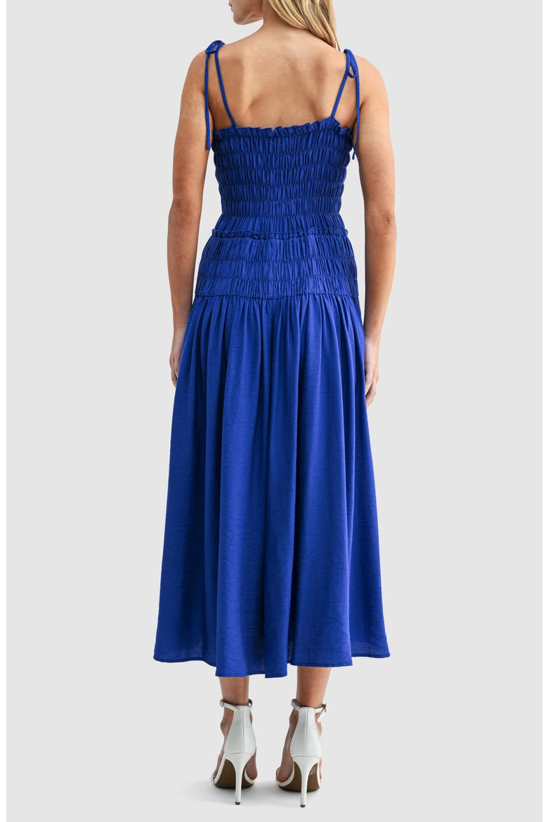 Smocked Bodice Jersey Midi Dress, Alternate, color, COBALT