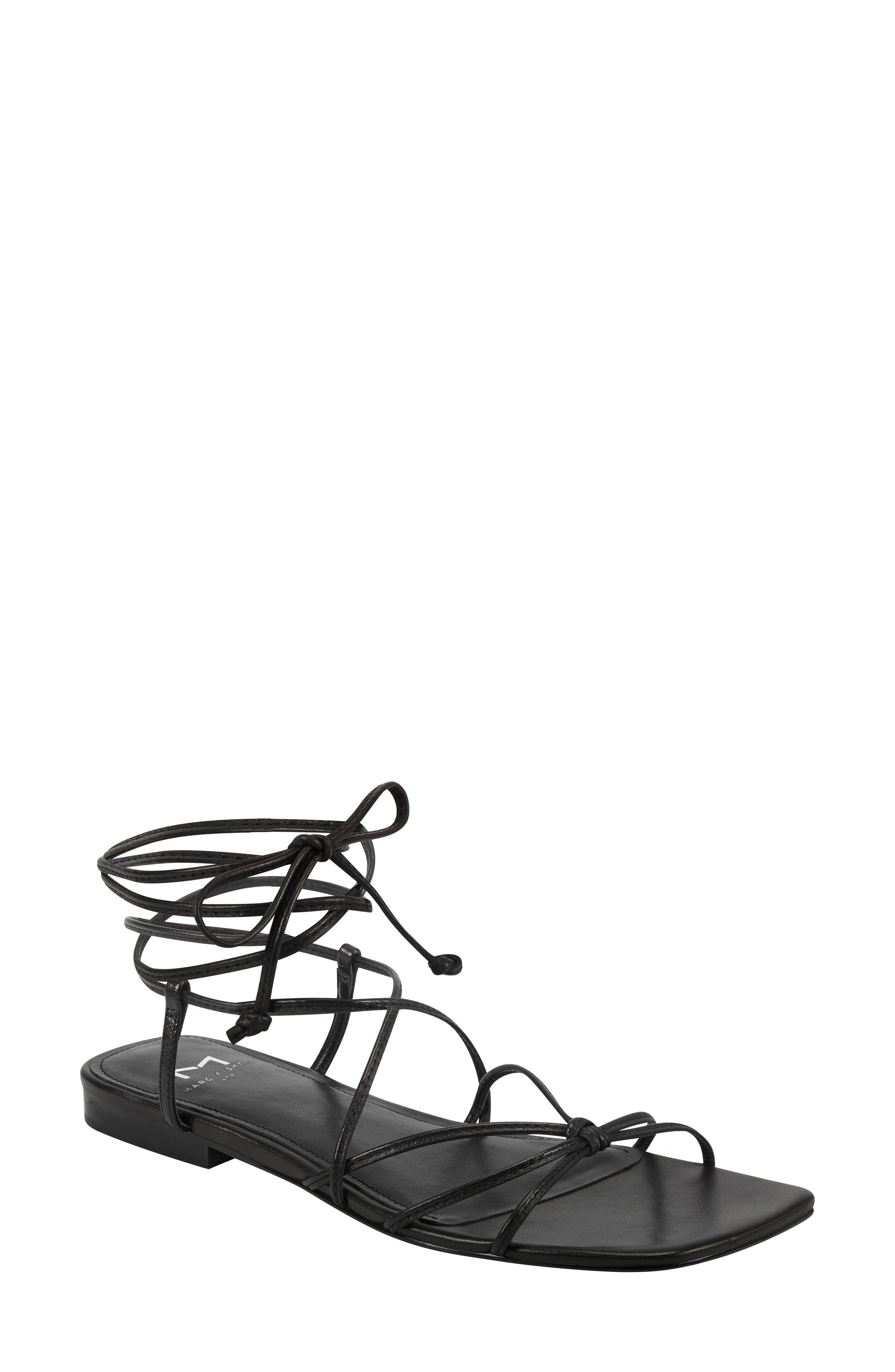 Marina Lace-Up Sandal, Main, color, BLACK LEATHER