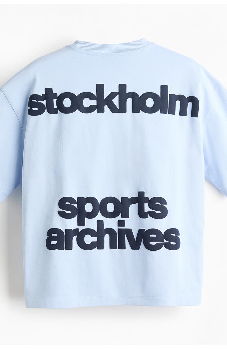 H&M Oversized printed t-shirt, Alternate, color, Light Blue/Sports Archives