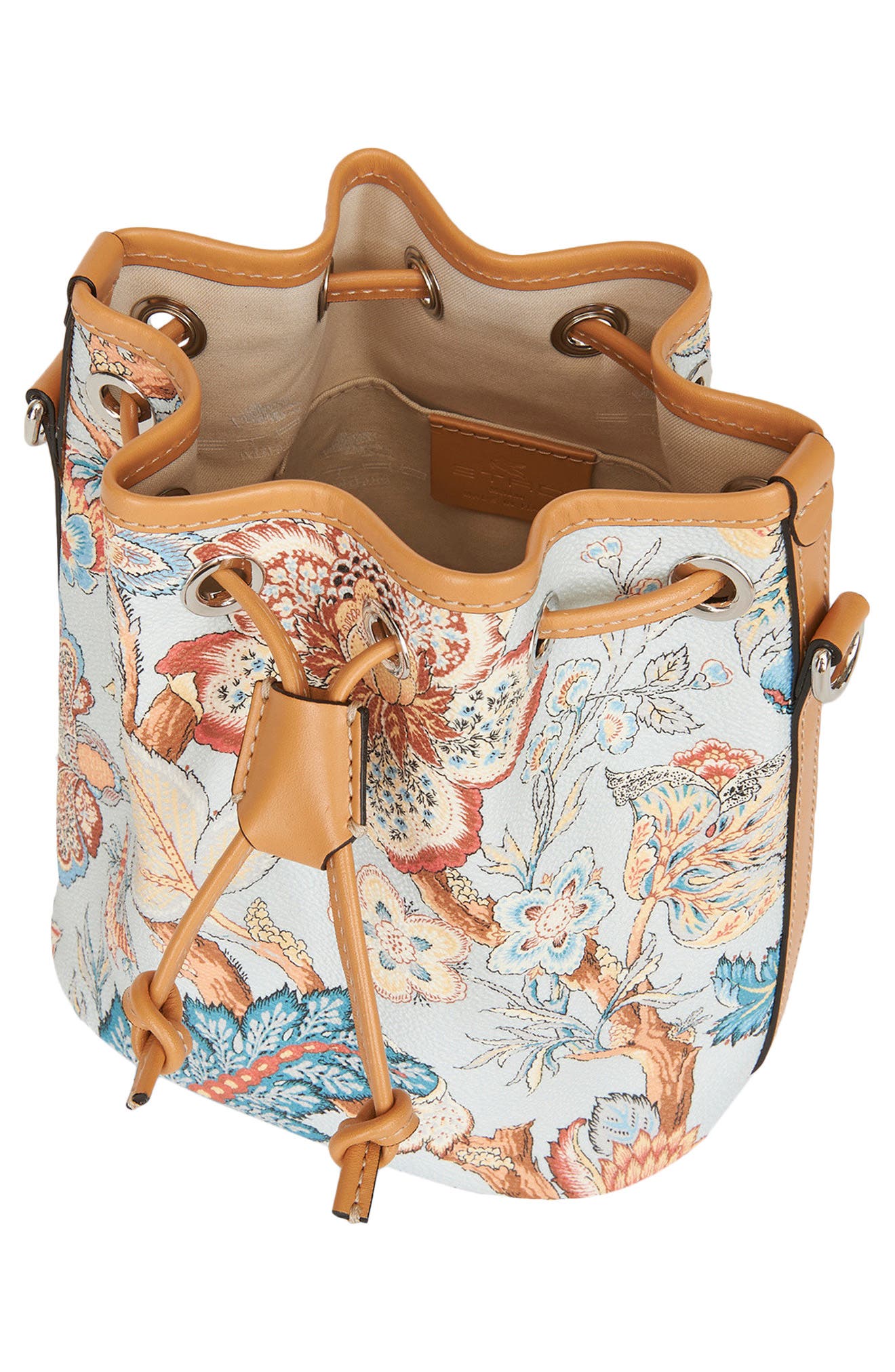 Etro Tree of Life Floral Print Coated Canvas Bucket Bag, Alternate, color, 