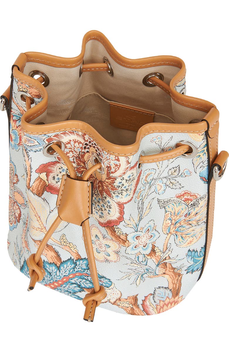 Etro Tree of Life Floral Print Coated Canvas Bucket Bag, Alternate, color,