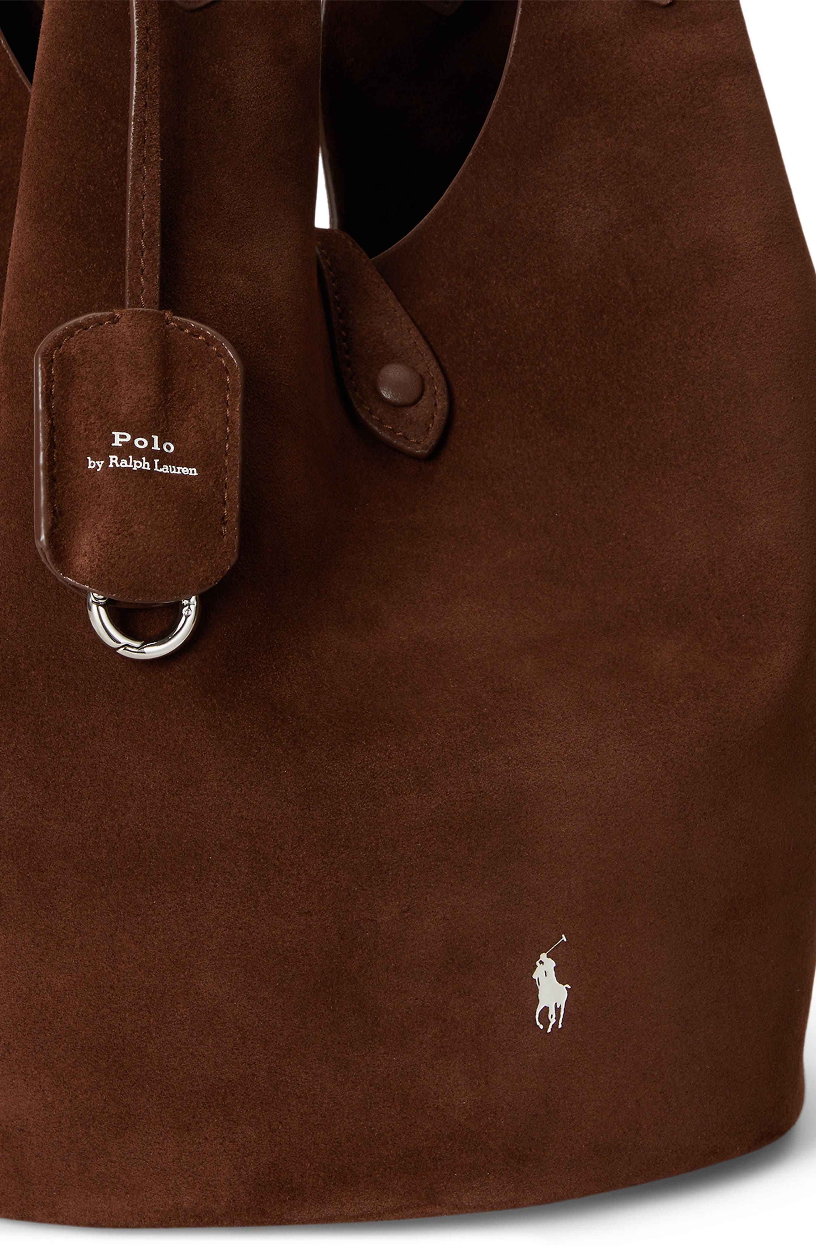Medium Polo Play Suede Crossbody Tote, Alternate, color, BROWN