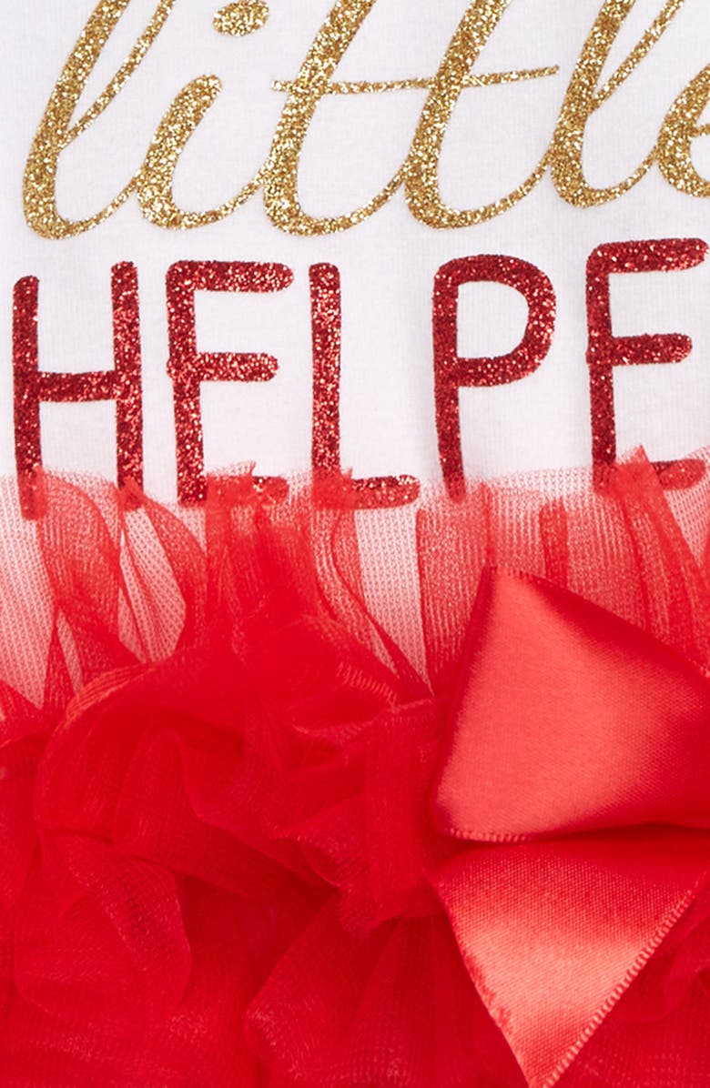 Popatu Santa's Little Helper Skirted Bodysuit, Alternate, color, 