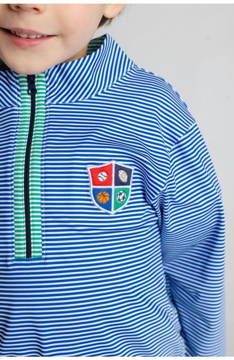 Florence Eiseman Stripe Performance Knit Half Zip With Sports Crest, Main, color, Royal Stripe